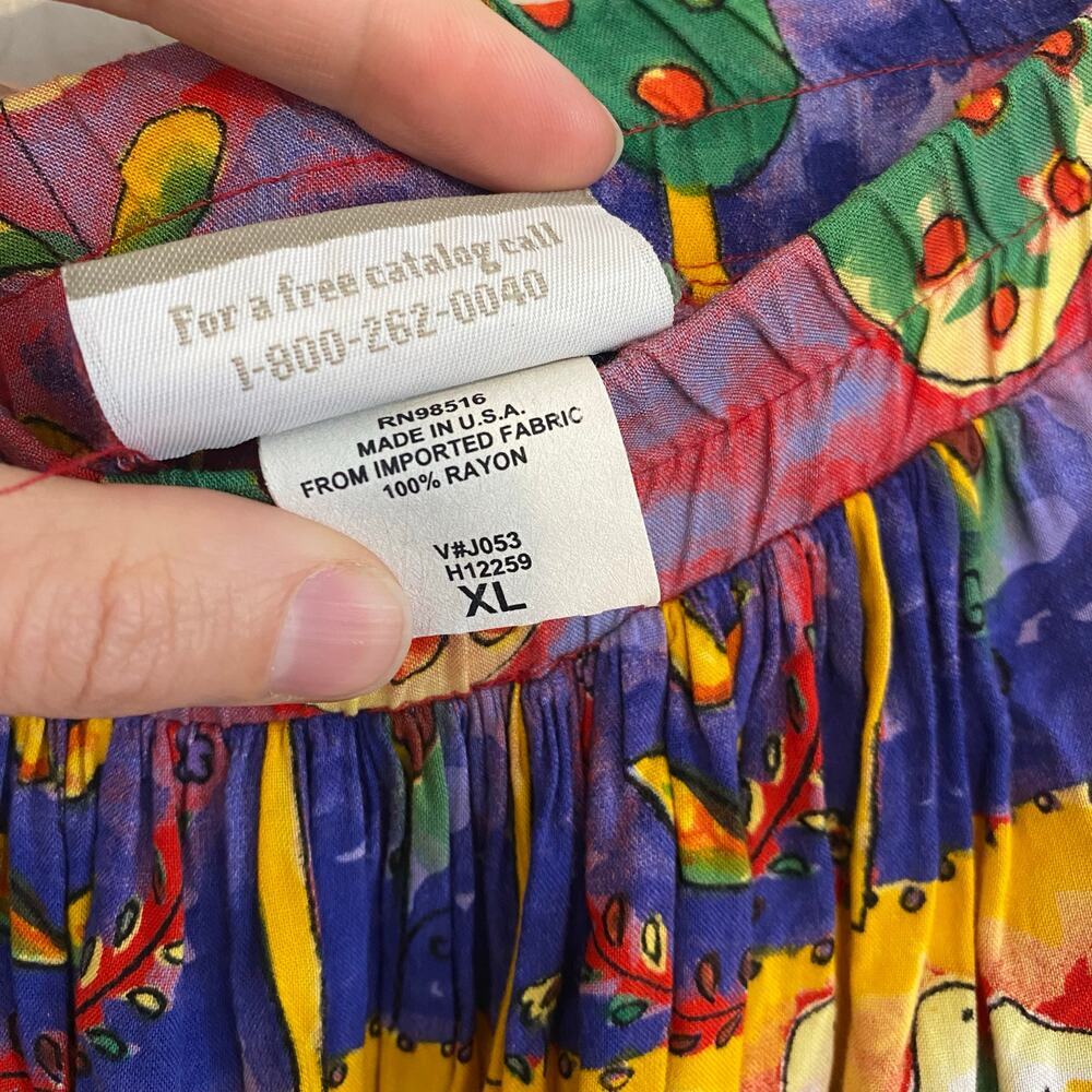VTG Coldwater Creek Womens Sz XL Skirt Teacher Artsy Folk Art Ducks Cottagecore - Picture 6 of 8